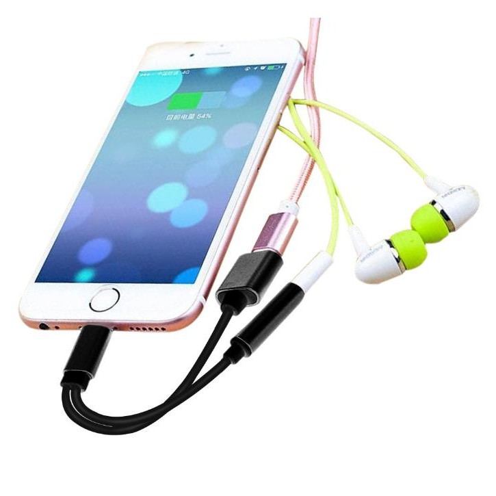 Splitter 2 in 1 Iphone Lightning Male to Female dan Jack Audio 3.5mm