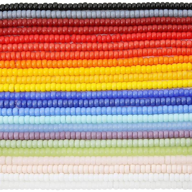 100pcs Manik-Manik Kaca Kristal Warna Solid Ukuran 4x6mm Untuk Membuat Perhiasan