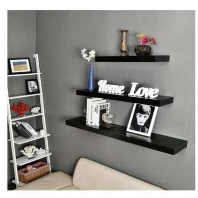 rak dinding shelf floating (1set) decosheet - Putih BERMUTU