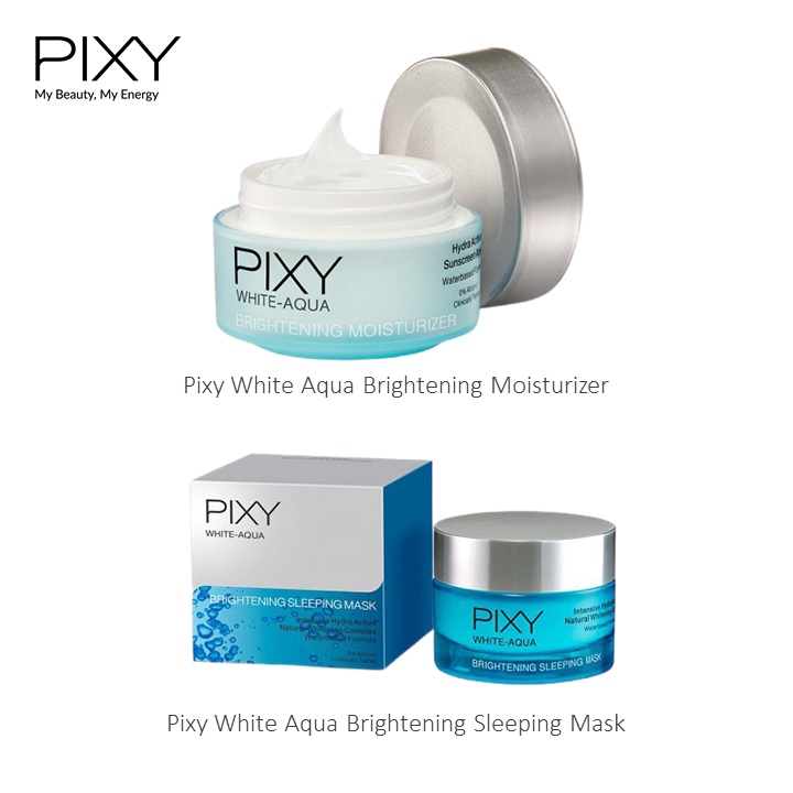 PIXY White Aqua Brightening Sleeping Mask 18gr | Aqua Brightening Moisturizer 18gr | Day And Night Cream