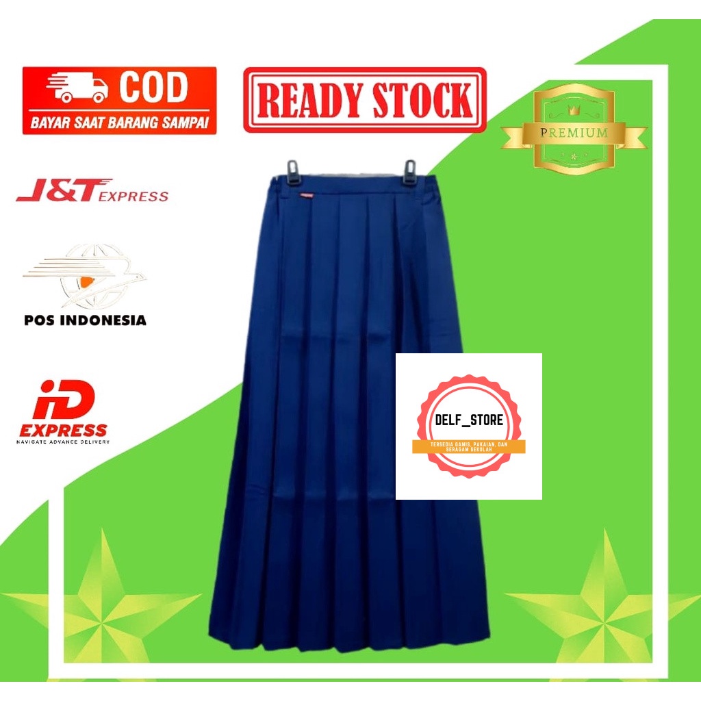 Jual ROK SERAGAM BAWAHAN PANJANG SD / MI - SMP / MTS FULL PLISKET BIRU