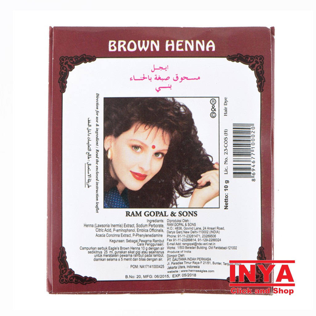 EAGLES BROWN HENNA HAIR DYE 10gr Sachet - Semir Rambut Coklat