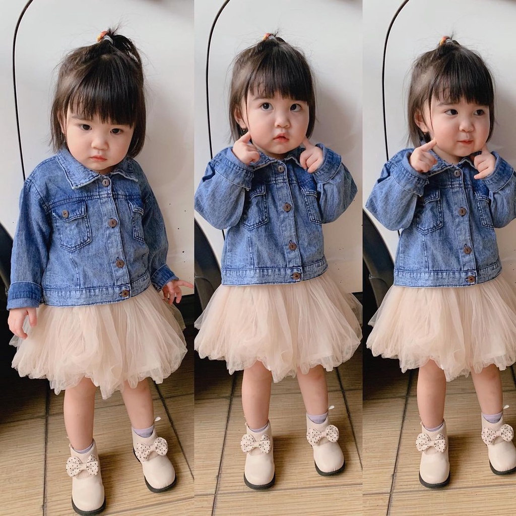 Jaket Jeans Anak Perempuan Usia 2 - 6 Tahun