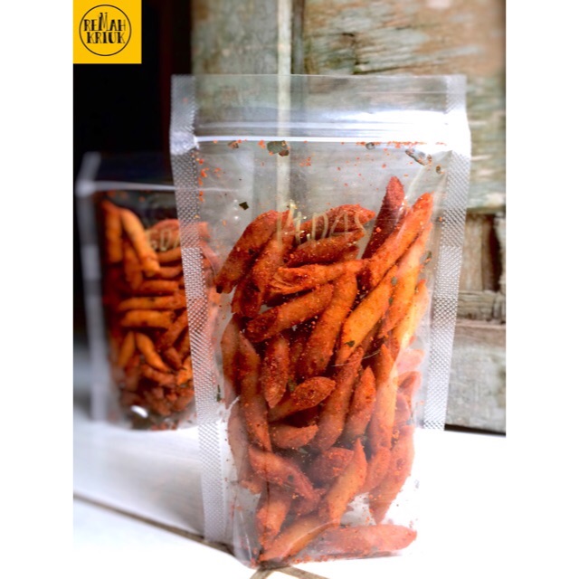 

REMAH KRIUK kulit lumpia goreng pedas gurih kemasan standing pouch
