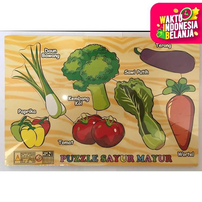 MAINAN EDUKASI KAYU PUZZLE SAYUR MAYUR MAINAN KAYU PUZZLE SAYURAN
