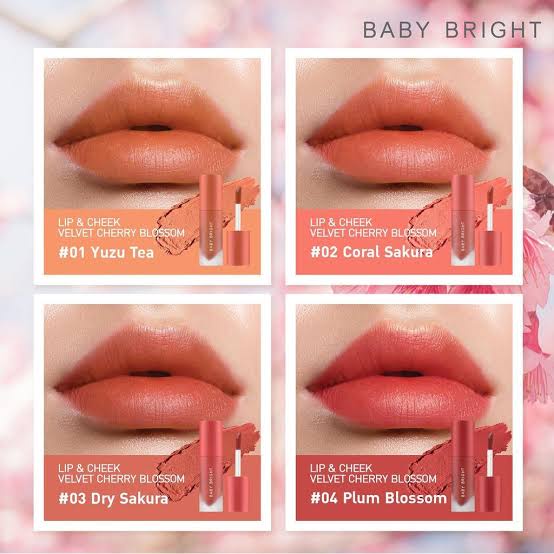 BABY BRIGHT LIP VELVET / LIP &amp; CHEEK VELVET CHERRY BLOSSOM / LIPSTIK / MAKE UP / KOSMETIK / BIBIR