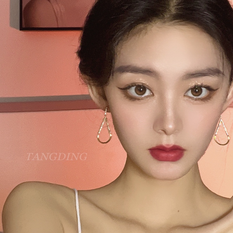 Flash Berlian Anting Bentuk V Untuk Wanita Aksesoris Telinga fashion Korea