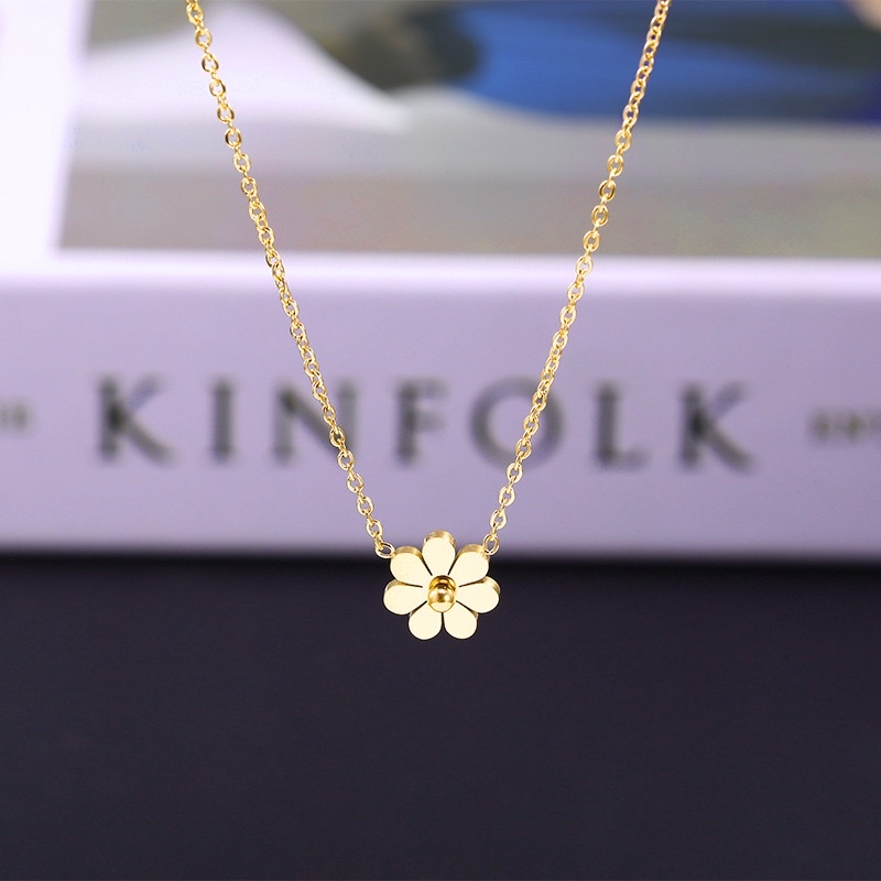 kalung gelang bunga daisy titanium asli