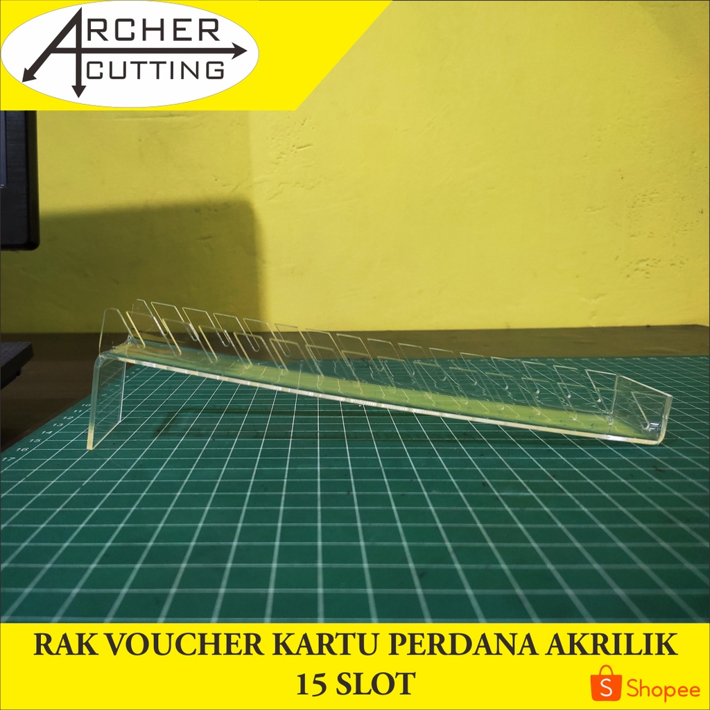 TEMPAT DUDUKAN RAK VOUCHER 15 SLOT LEBAR 3.5CM AKRILIK