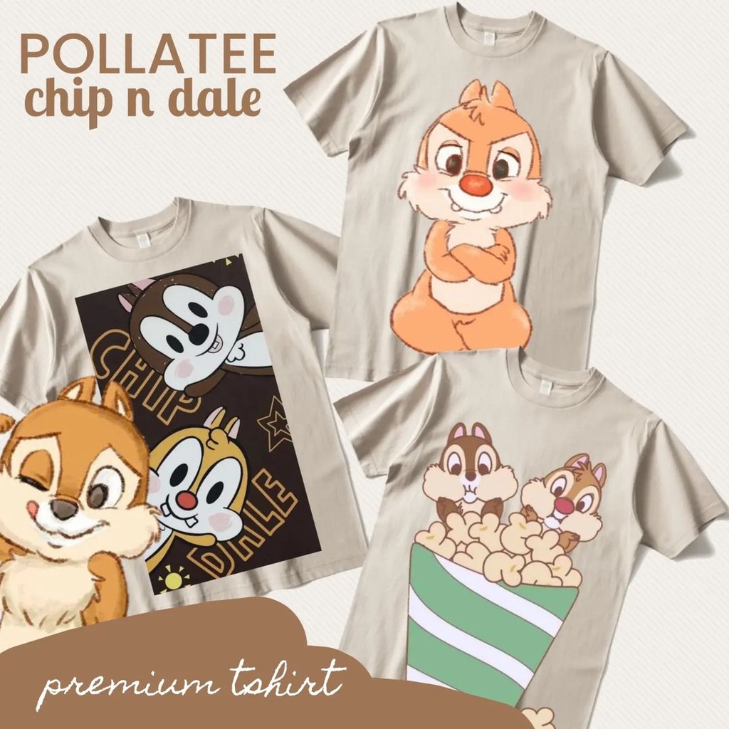 PLT CHIP N DALE Kaos Katun 100%, Kaos Anak Dewasa Oversize Premium Chip & Dale Disny Chipmunk Couple
