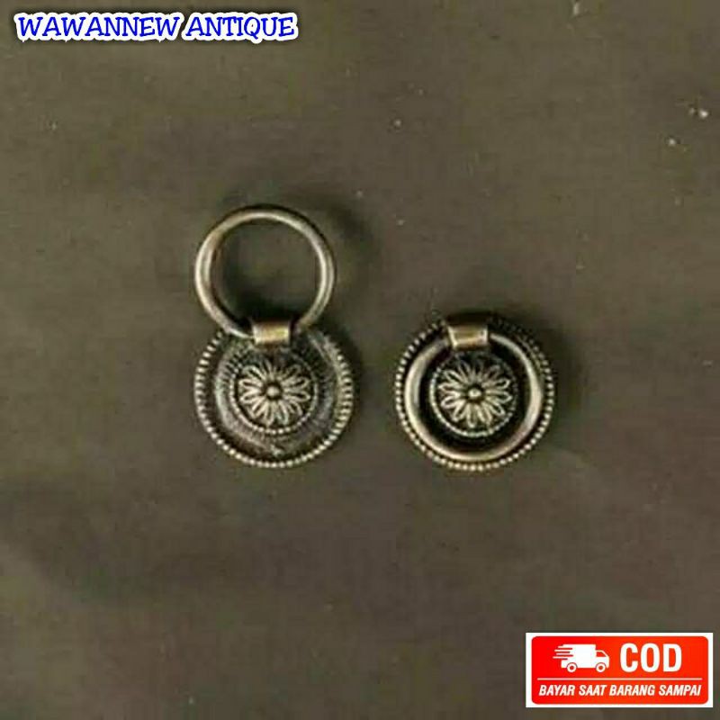 TERLARIS Handle / Tarikan Laci Lemari Jendela Pintu Rumah Kuningan Antik Motif Merry 3.5cm