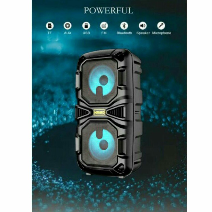 Speaker Portable Bluetooth KIMISO LED KMS6686 Free Microphone Karaoke Wireless Stereo KMS 6686