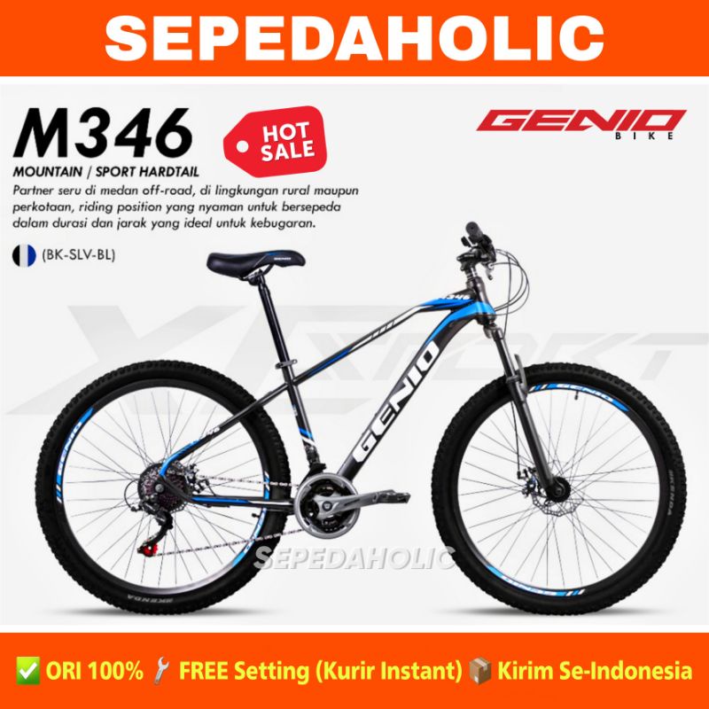 Sepeda Gunung MTB GENIO M 346 Ukuran 27.5 Inch 24 Speed Rem Cakram