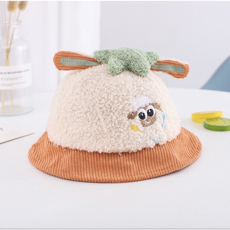 Topi Baseball Anak Bayi Balita Model Bulu Domba Sheep Import Anak Laki Laki Anak Perempuan-Buc orange