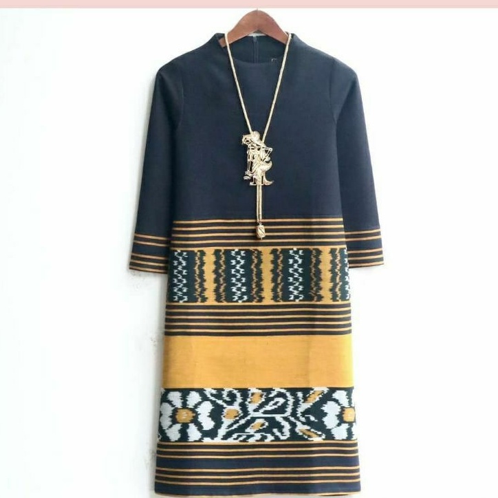 Dress etnik baju tenun jepara dress tenun mix toyobo DTB99