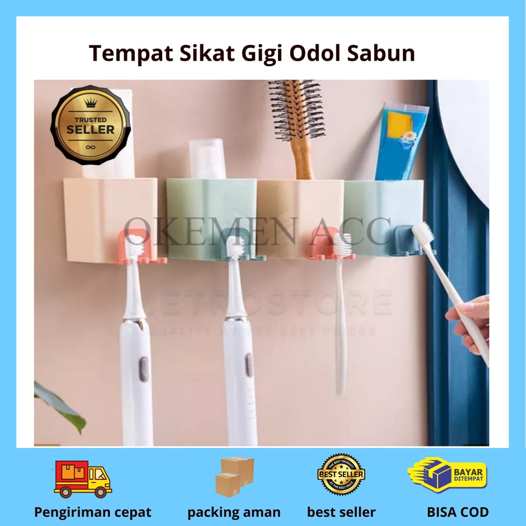 Tempat Sikat Gigi Odol Sabun Kotak Tempel Dinding Rak Gantung Kamar Mandi Holder Toothbrush unik / d