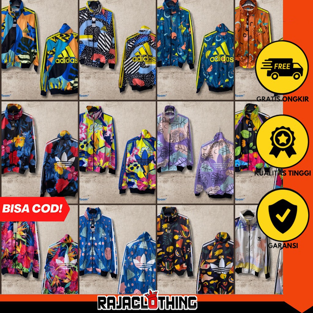 RCL - JAKET TRACKTOP ADIDAS MIRROR FULL PRINTING BUNGA/JAKET ADIDAS TRAKTOP/JAKET OLAH RAGA SEPEDA