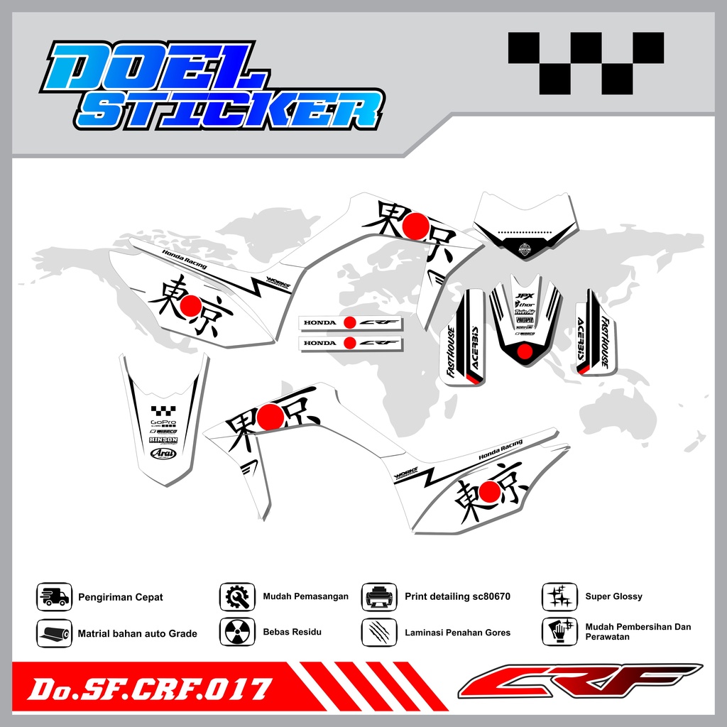 Sticker Striping Semifull CRF 150L List Variasi Hologram Pelangi,Crome Doel 017