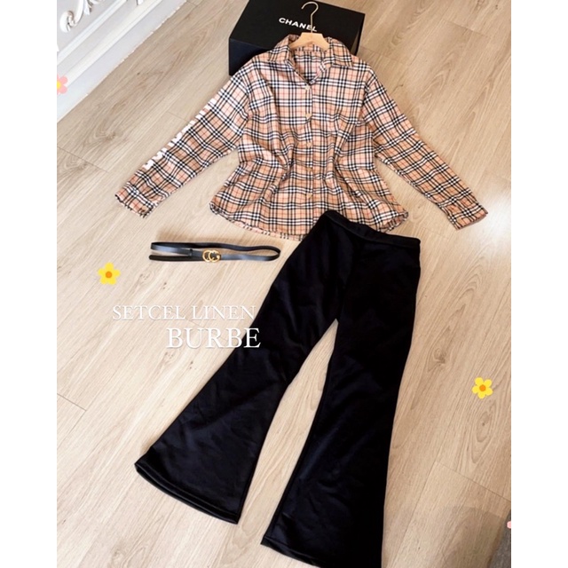 SETCEL DIO ( kemeja + kulot )-Linen burbe