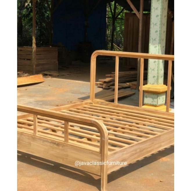 DIPAN TEMPAT TIDUR ROTAN MINIMALIS RANJANG ANAK VINTAGE BAHAN KAYU JATI UKURAN 120,160,180,200 meter-7