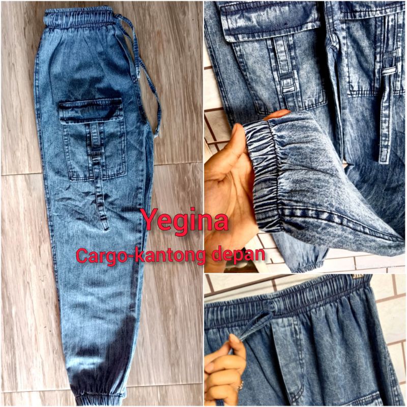 JUMBO STANDAR celana jogger cargo jeans saku kantong depan wanita dewasa