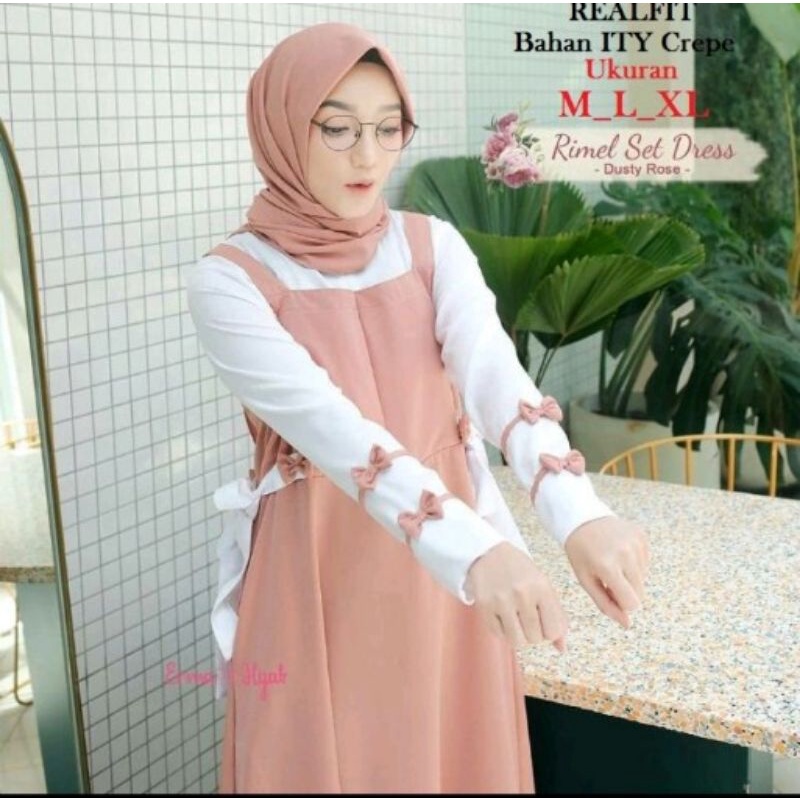 Gamis termurah Rimel Set Dress&gt;Gamis wanita remaja&gt; free masker