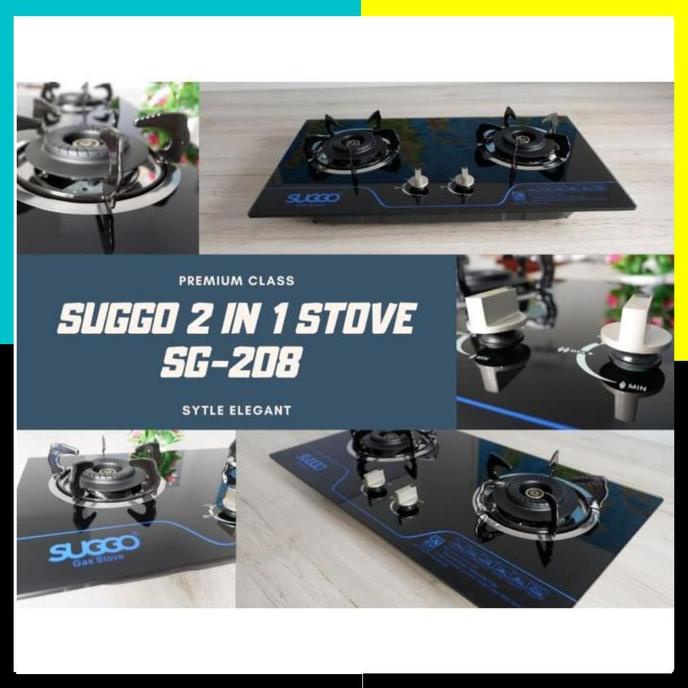 KOMPOR GAS 2 TUNGKU SUGGO SG208/SG 208 KOMPOR TANAM/MEJA TEMPERED GLAS FDGD63415