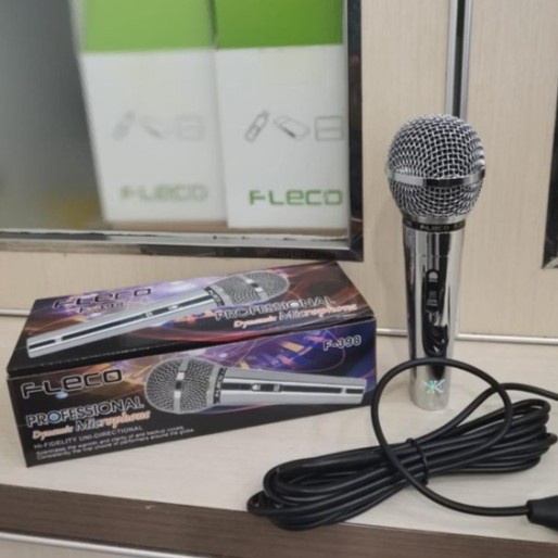 COD MICROPHONE KABEL FLECO F-398 BODY ALUMIMUM MIC KARAOKE