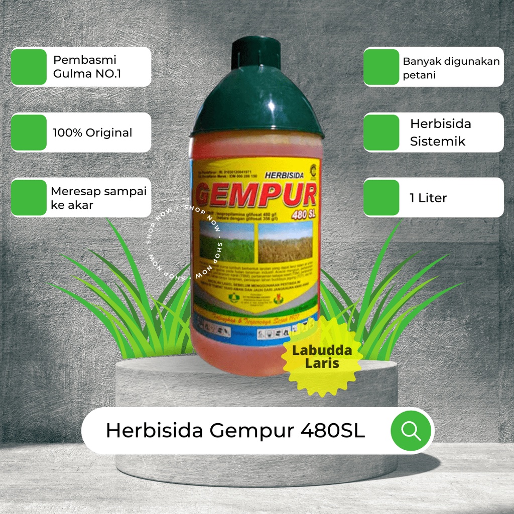 Gempur 1 Liter Pembasmi Rumput Liar Ampuh Sampai Akar Gempur Pembasmi Rumput Herbisida Gempur 1 Lite