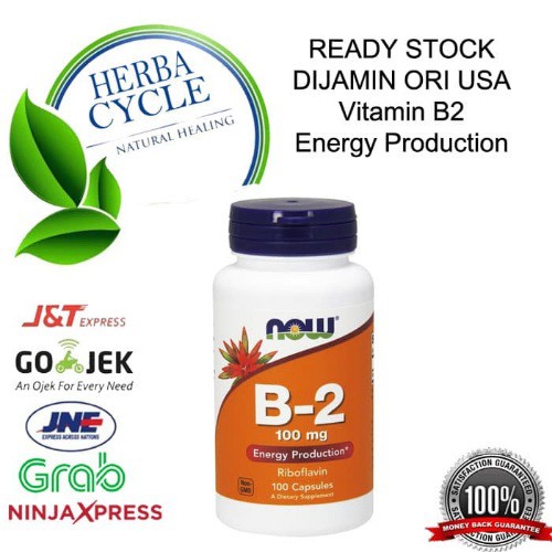 Now Foods  Vit B2 100 mg 100 Cap ORI USA Vitamin B2 un Sumber Energi Now Food B2 Now B2 100