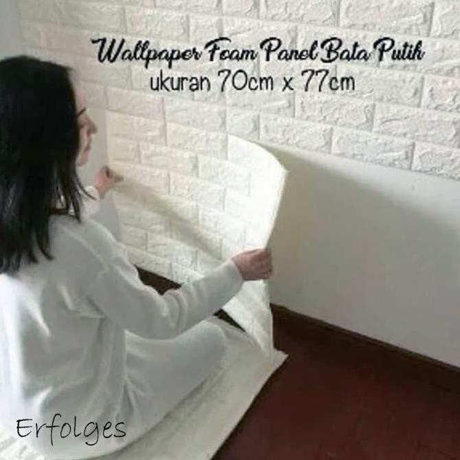 WALLPAPER 3D Modern Foam Batu Bata WALL STICKER - Putih TERBARU
