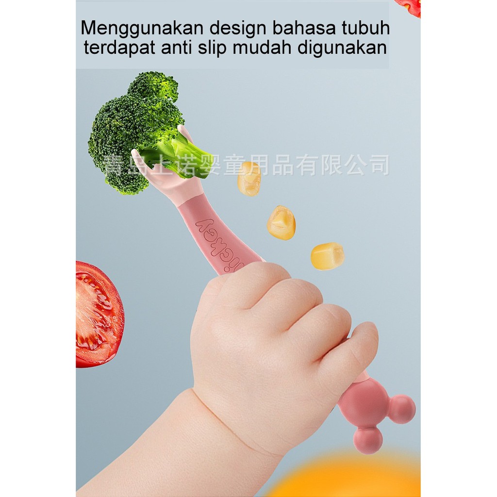 Sendok DISNEY + Garpu DISNEY Lengkung spoon mpasi Sendok  garpu BENGKOK FOLDABLE FLEXIBLE ORI DISNEY