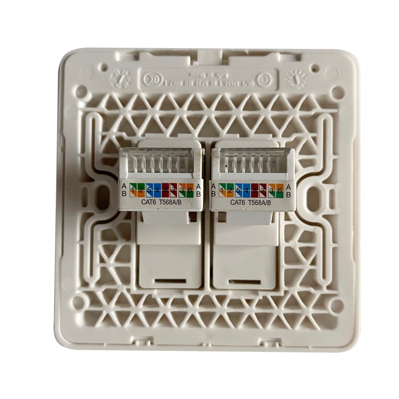 Vivi Female To Female CAT6 RJ45 LAN Faceplate 86x86mm Stop Kontak Colokan Internet Tanpa Alat