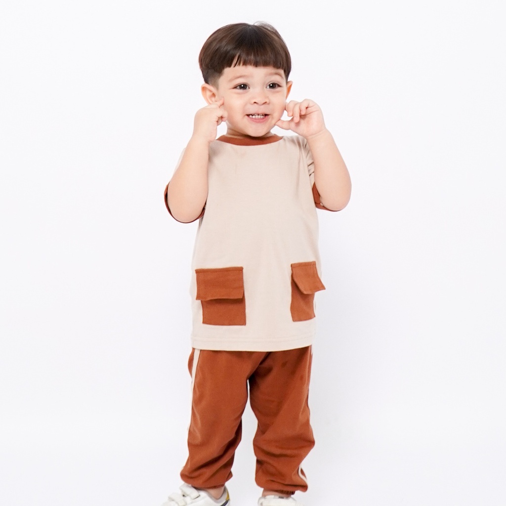 Playset Anak Earthy Series Original Super Premium Setelan Anak Kaos Celana Panjang Unisex