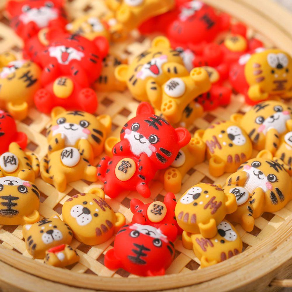 AUGUSTINA Agustinina Kartun Dekorasi Nail Art Merah Gaya China Kuning Resin Hewan Manicure Aksesoris DIY Perhiasan Kuku