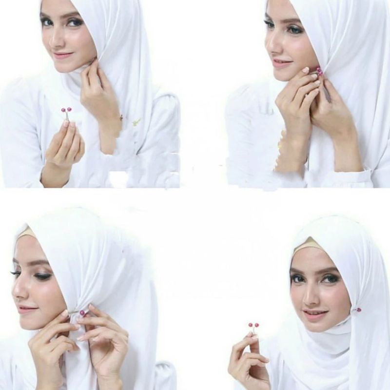 Siy 5pcs / Set Bros / Pin Gaya Etnik Bentuk U Aksen Mutiara Imitasi + Glitter Untuk Aksesoris Hijab Wanita Muslim