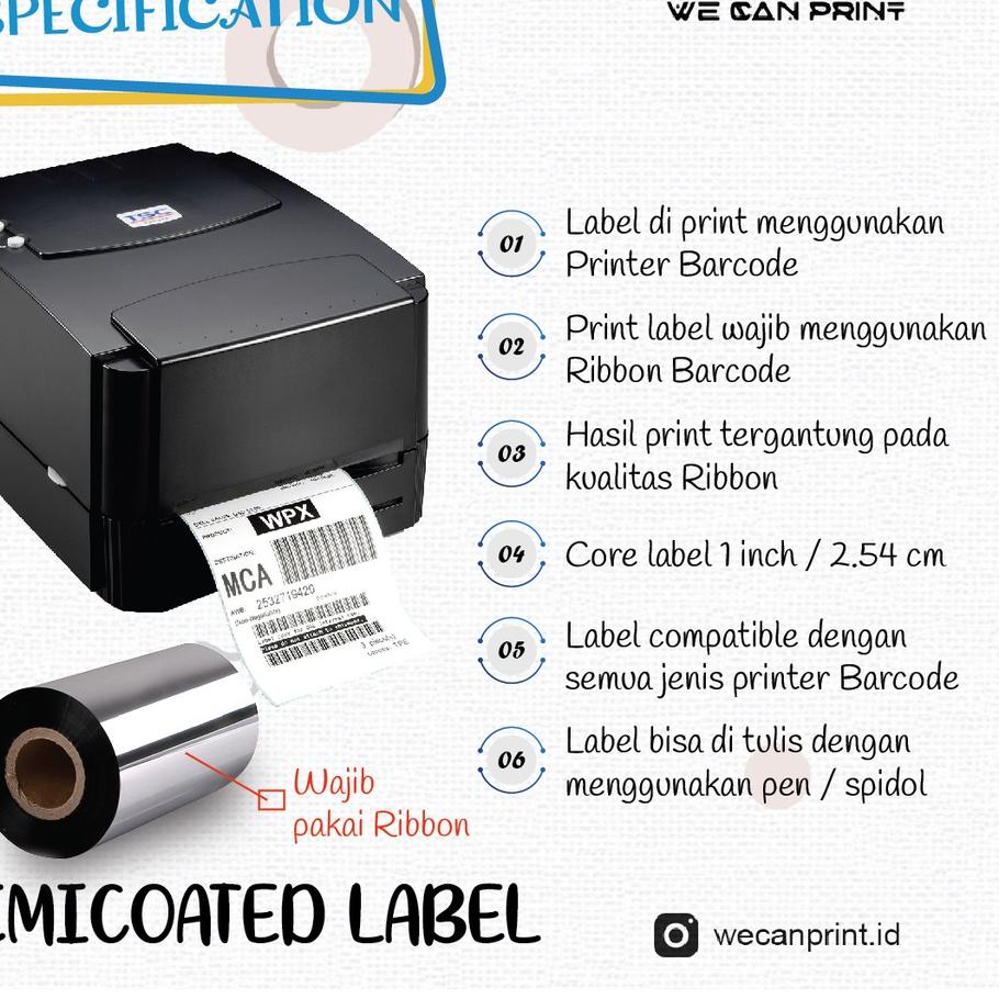 

Update - 500 PCS Sticker Label Printer Bare Kertas Stiker Semicoated 100mm x 50mm 100x50 mm