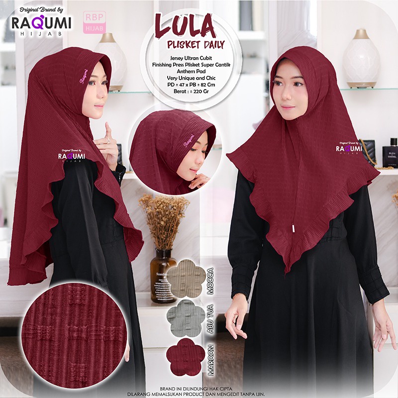 Jilbab Bergo Instan Lula Plisket Daily Raqumi Hijab