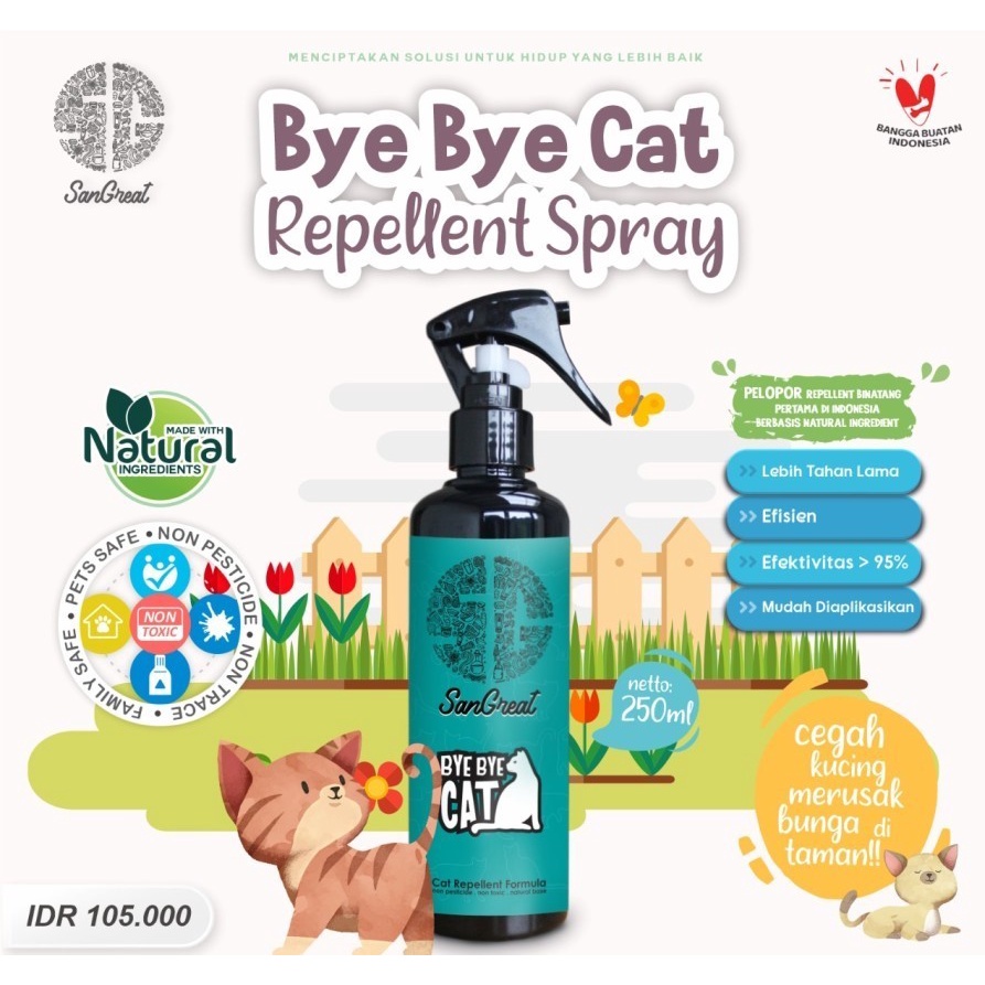 250ml Bye Bye Cat Spray Pengusir kucing spray semprot , cat repellent spray aman grosir Siap Semprot Usir Kucing Liar