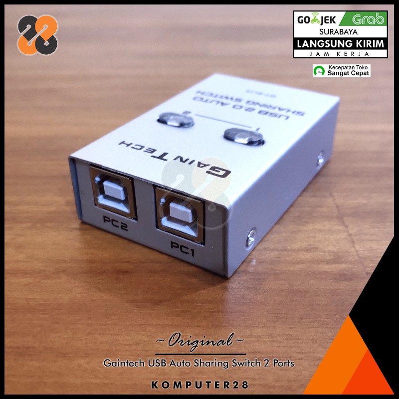 Jual Gaintech 2Port USB Auto Sharing Switch Share 1 Printer to 2 PCs