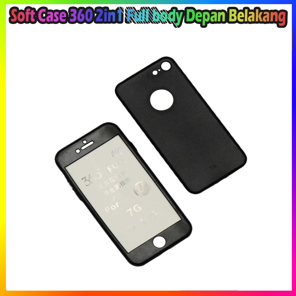 Casing Soft Case 360 2in1 Iphone 7+ / Iphone 7 Plus / Iphone X Kasing Baby Skin Silikon Kesing Case Cilicone Softcase FullBody Depan Belakang Warna - Hitam