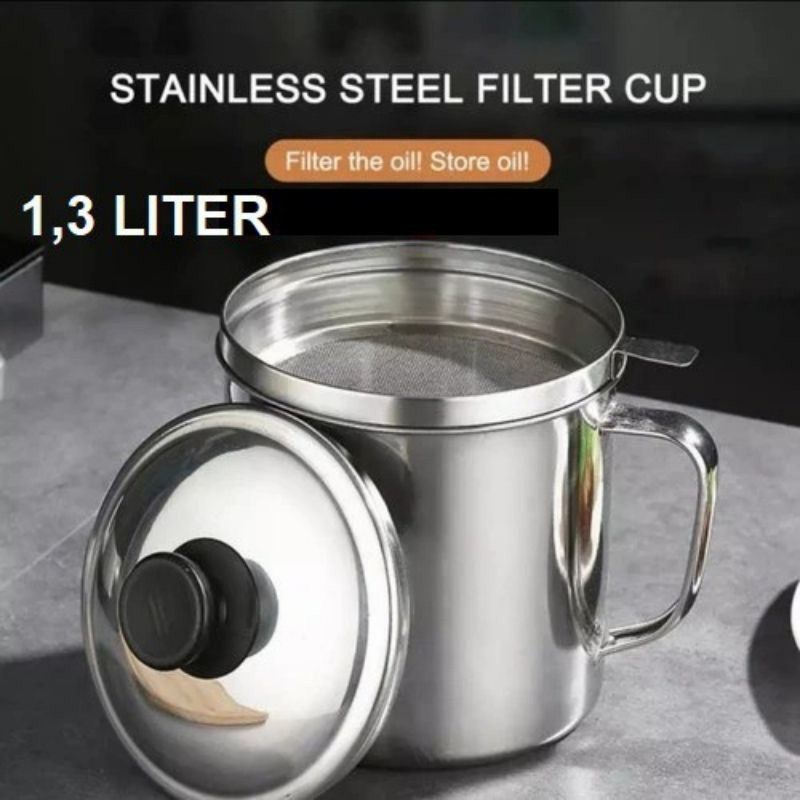 [COD] Oil Pot 1.3 Liter Stainless ORIGINAL 12 cm / Tempat Saringan Minyak Goreng Stainless Stell