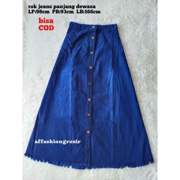Rok jeans  button skirt panjang dewasa/rok jeans wanita-2