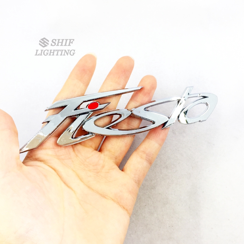 1x ABS Chrome Hitam FIESTA Letter Logo Mobil Auto Rear Trunk Emblem Badge Stiker Decal Untuk FORD