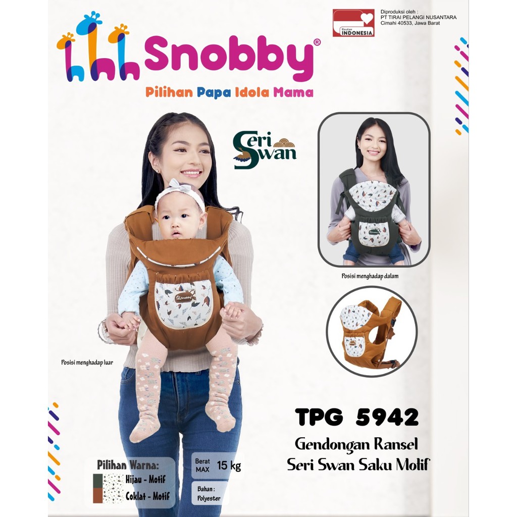 Snobby Gendongan Bayi Ransel Aplikasi Print Swan Series - TPG 5942