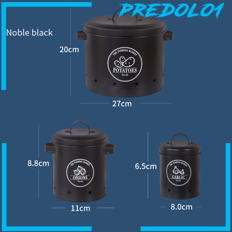 (Predolo1) 3pcs / Set Toples Penyimpanan Bawang Putih / Kentang Gaya Antik Untuk Dapur