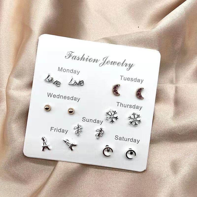 Anting Korea 1 Set 7 Pasang Simple Kreatif Gaya Korea untuk Wanita Remaja