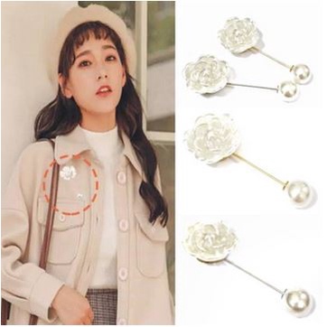Bros Tusuk Korea Bunga Mutiara Tuspin Hijab Pin Brooch Korean Pearl Rose Flower