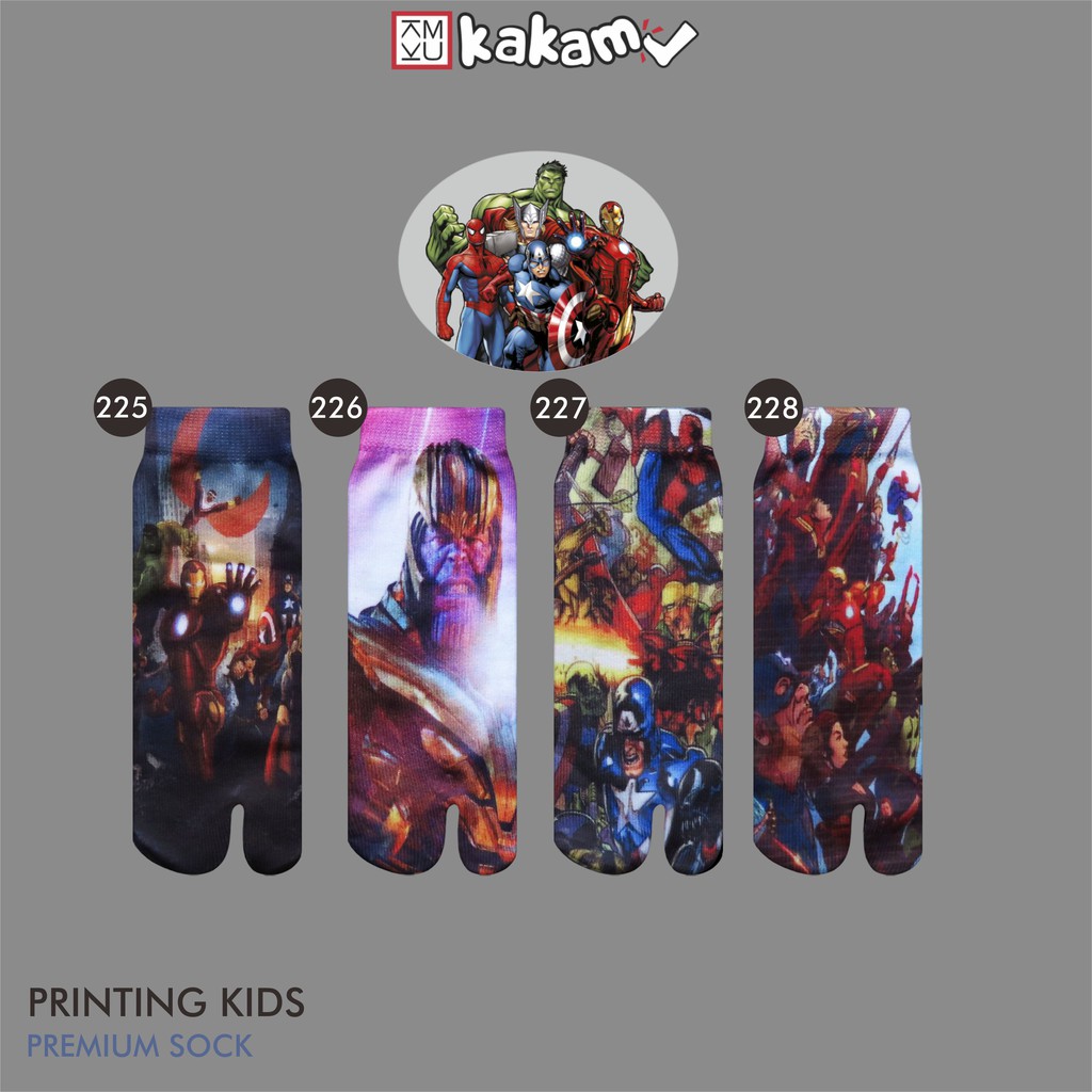 Kakamu Kaos Kaki Jempol Anak Printing Karakter Iron Man, Superhero, Batman, Spiderman 12