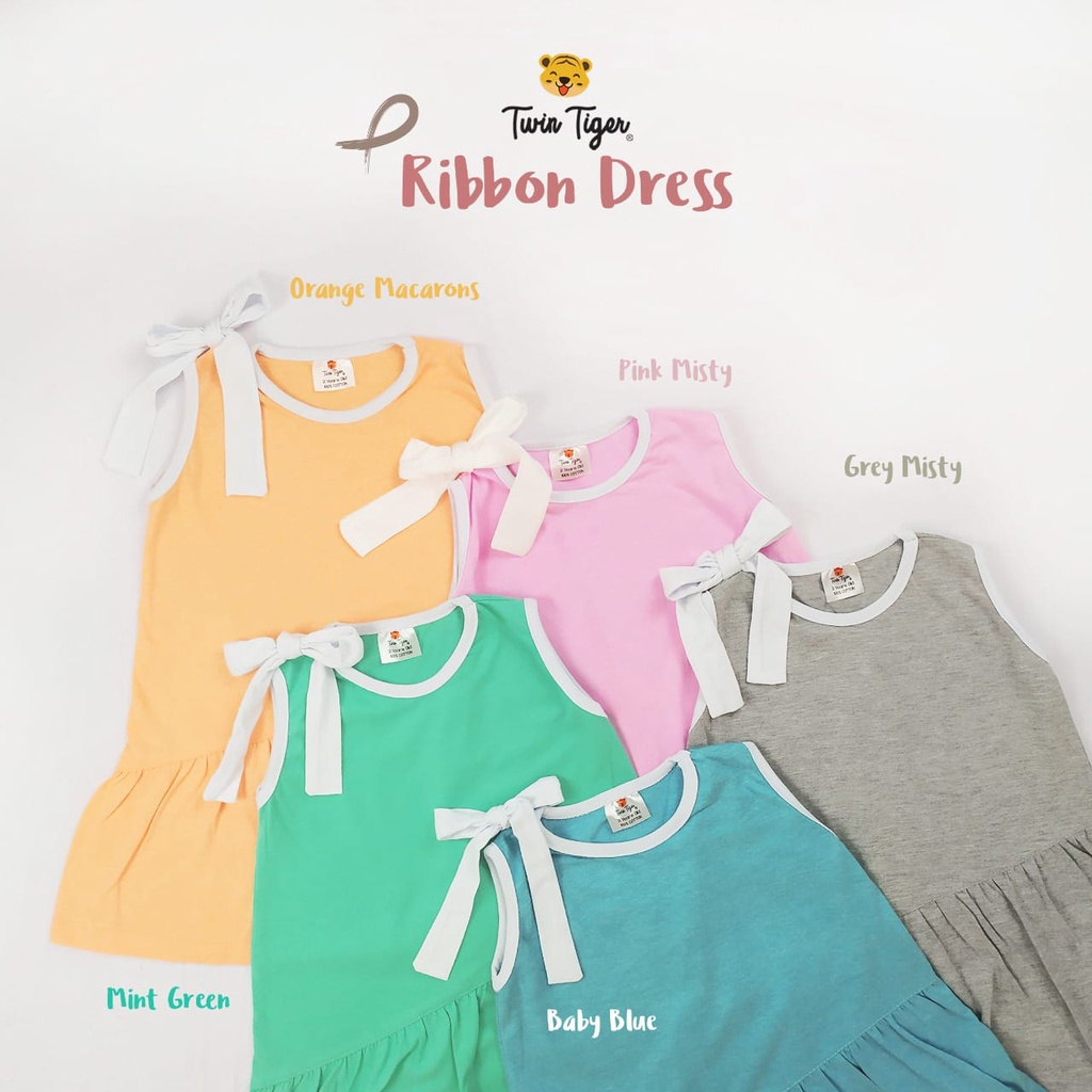 Twin Tiger Baby Ribbon Dress Anak Perempuan 12 - 36 Bulan